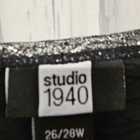 Studio 1940 Blouse Gray Silver Metallic Goth Grunge 26/28W - Picture 10 of 13